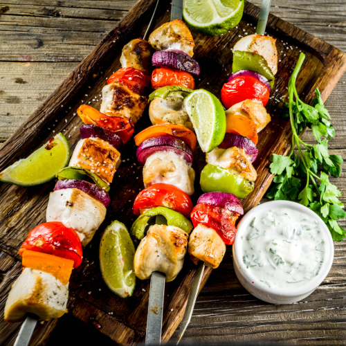 Spiced Chicken Skewers with Tzatziki