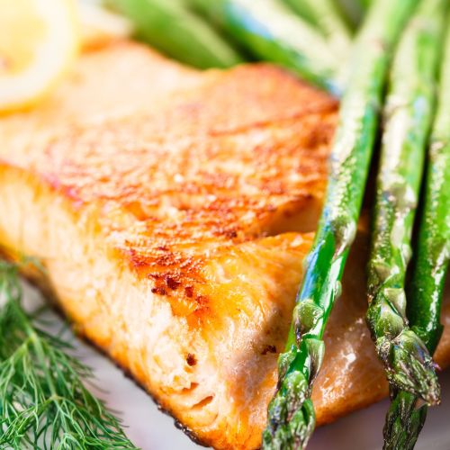 Roast Salmon, Butternut Squash and Asparagus