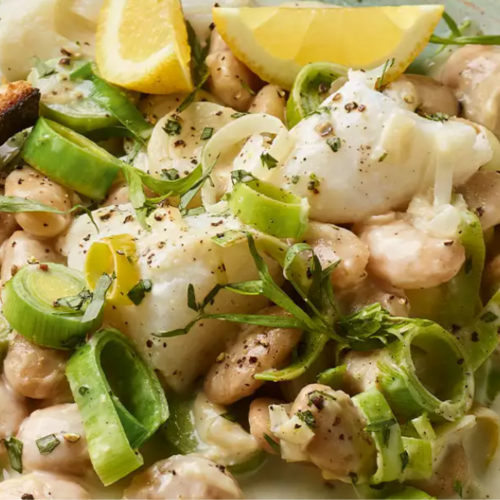 Cod with Creamy Leeks & Butter Beans