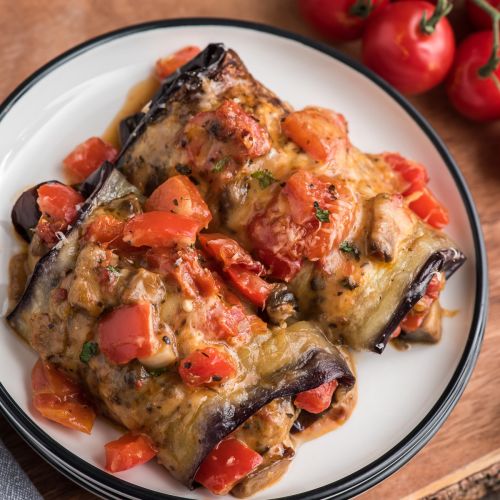 Baked Cod Wrapped in Aubergine