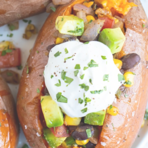 Baked Sweet Potato & Mexican Beans