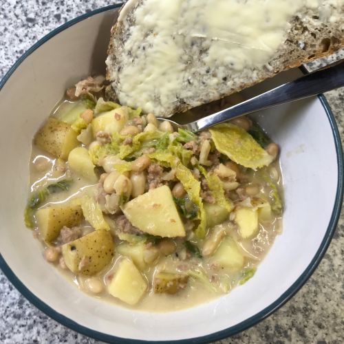 One Pot Creamy Sausage & Bean Stew