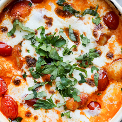 Gnocchi, Tomato and Mozzarella Traybake