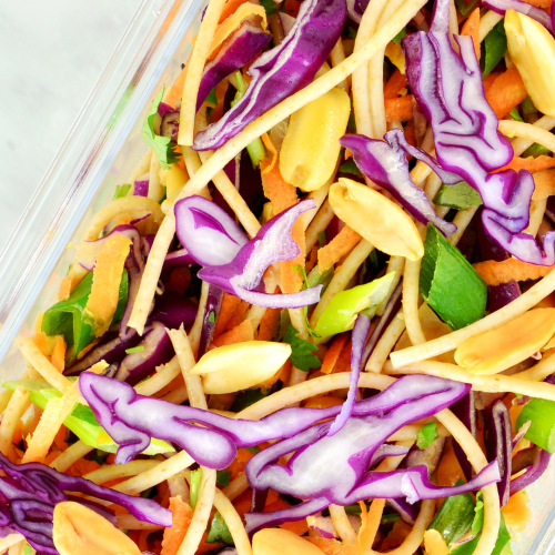 Rainbow Peanut Salad with Sesame Baked Tofu