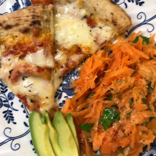 Margherita Pizza with Carrot Salad