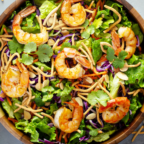 Rainbow Noodle Salad with Prawns