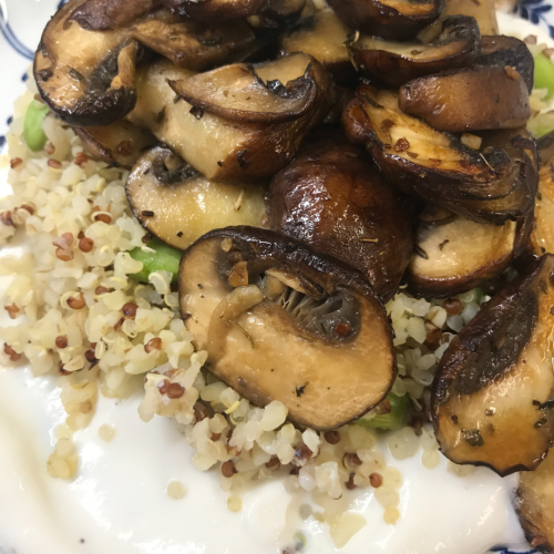 Pan-Fried Mushrooms with Ricotta Whip & Quinoa