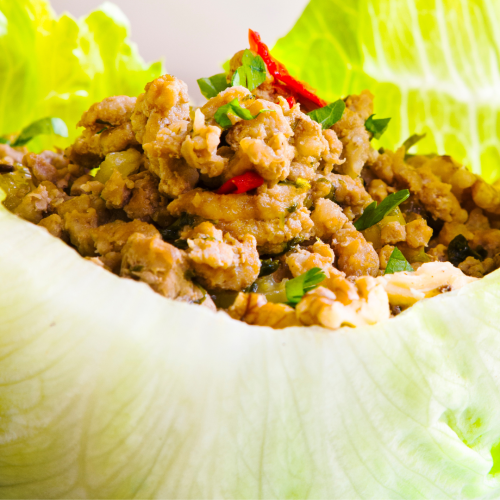 Asian Pork Mince & Coconut Rice Lettuce Cups